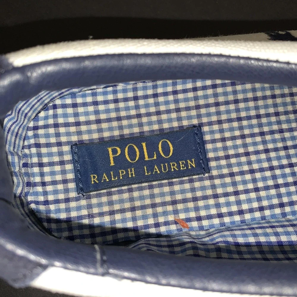 Polo Ralph Lauren Sneakers Mens Size 10.5D Vaughn White Canvas Lace Up Casual